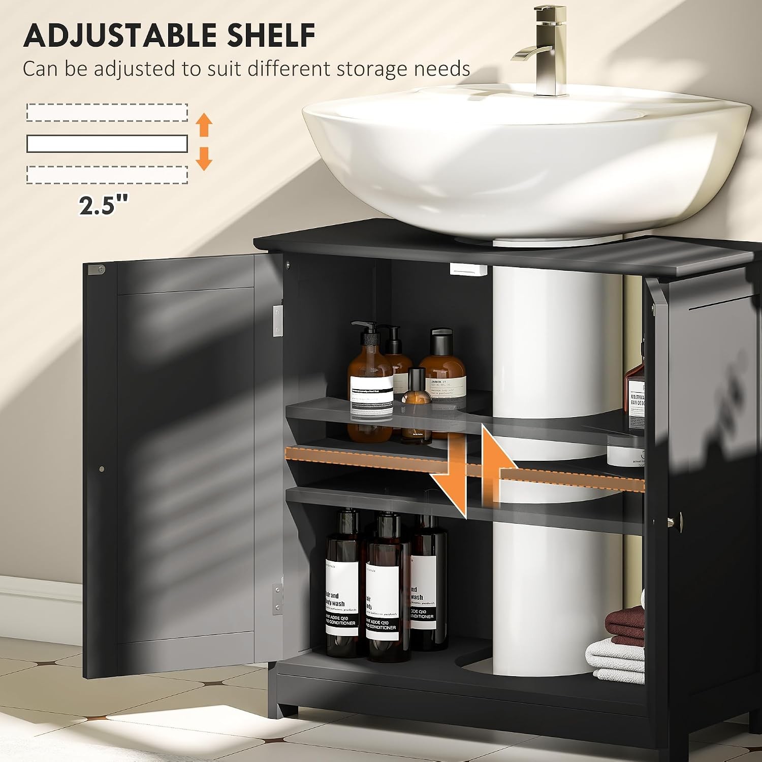 23.5″ Pedestal Sink Storage Cabinet Freestanding Bathroom Under Sink Cabinet