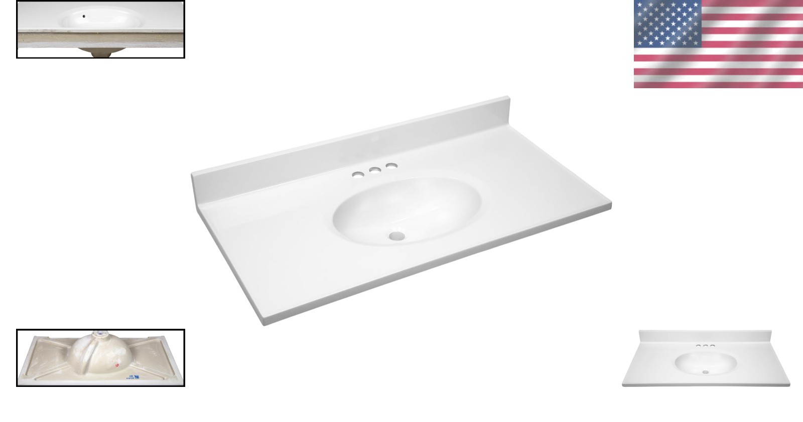 37-Inch Bathroom Vanity Top – Solid White