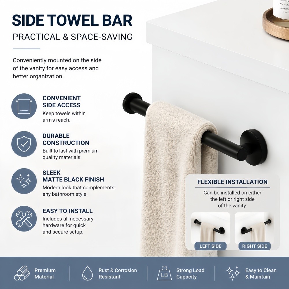 48in Bathroom Vanity W/Sink Ceramic Top Backsplash 6 Drawers Towel Bar Storage