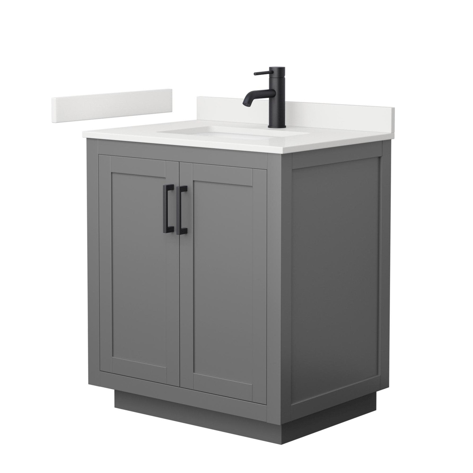 Wyndham Collection WCF292930S-QTZ-UNSMXX Miranda 30″ – Dark Gray / White Quartz
