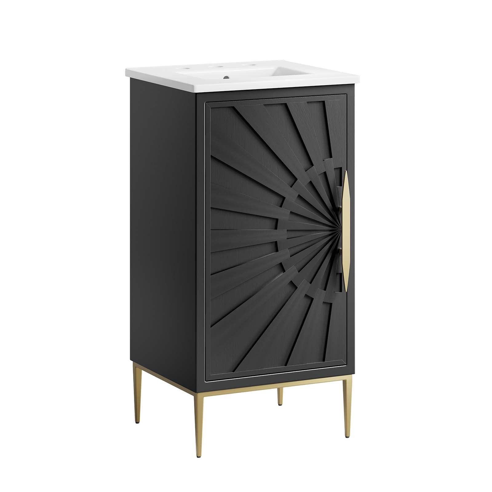 Modway Awaken 18″ Solid Wood and MDF Bathroom Vanity in White/Black