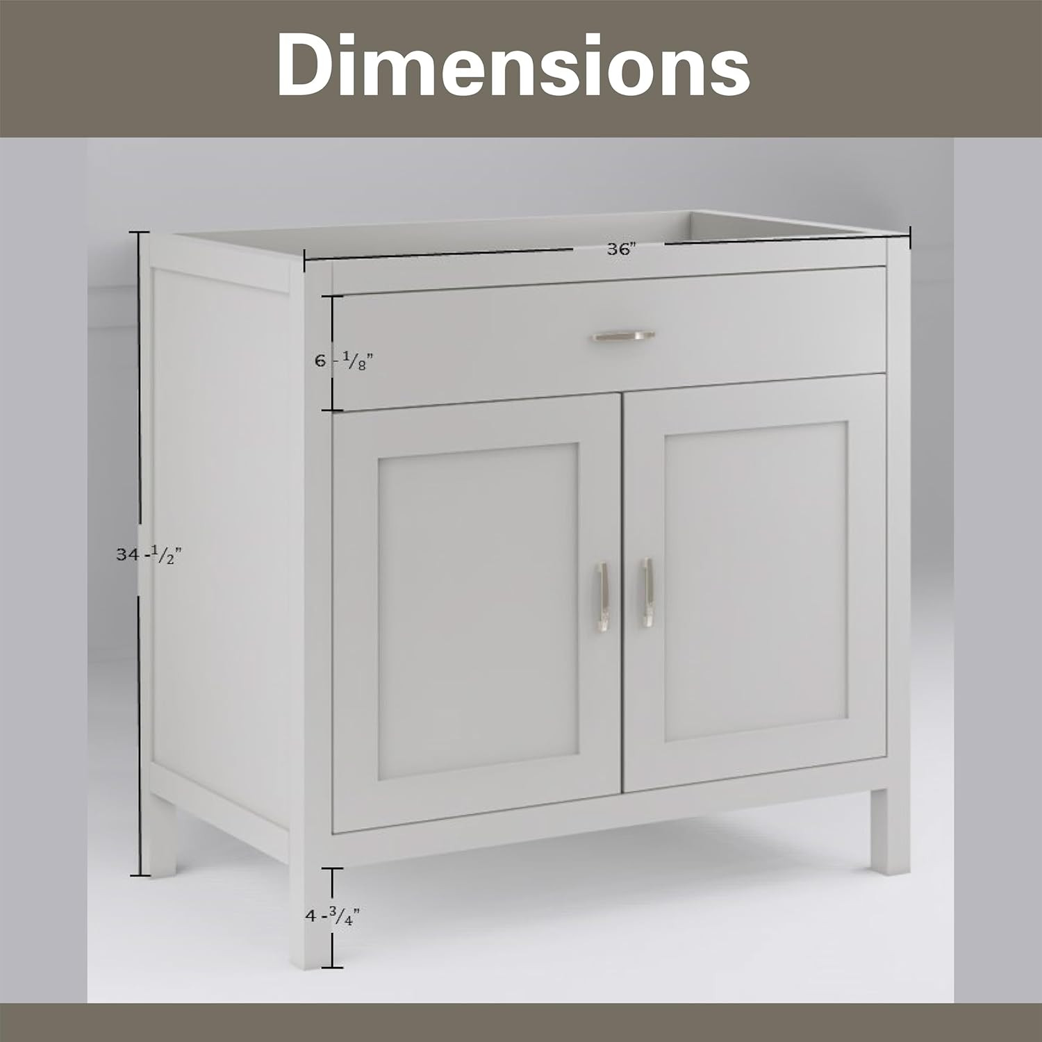 Light Grey Freestanding Bath Vanity with Tip-Out Drawer, 24″/30″/36″ W