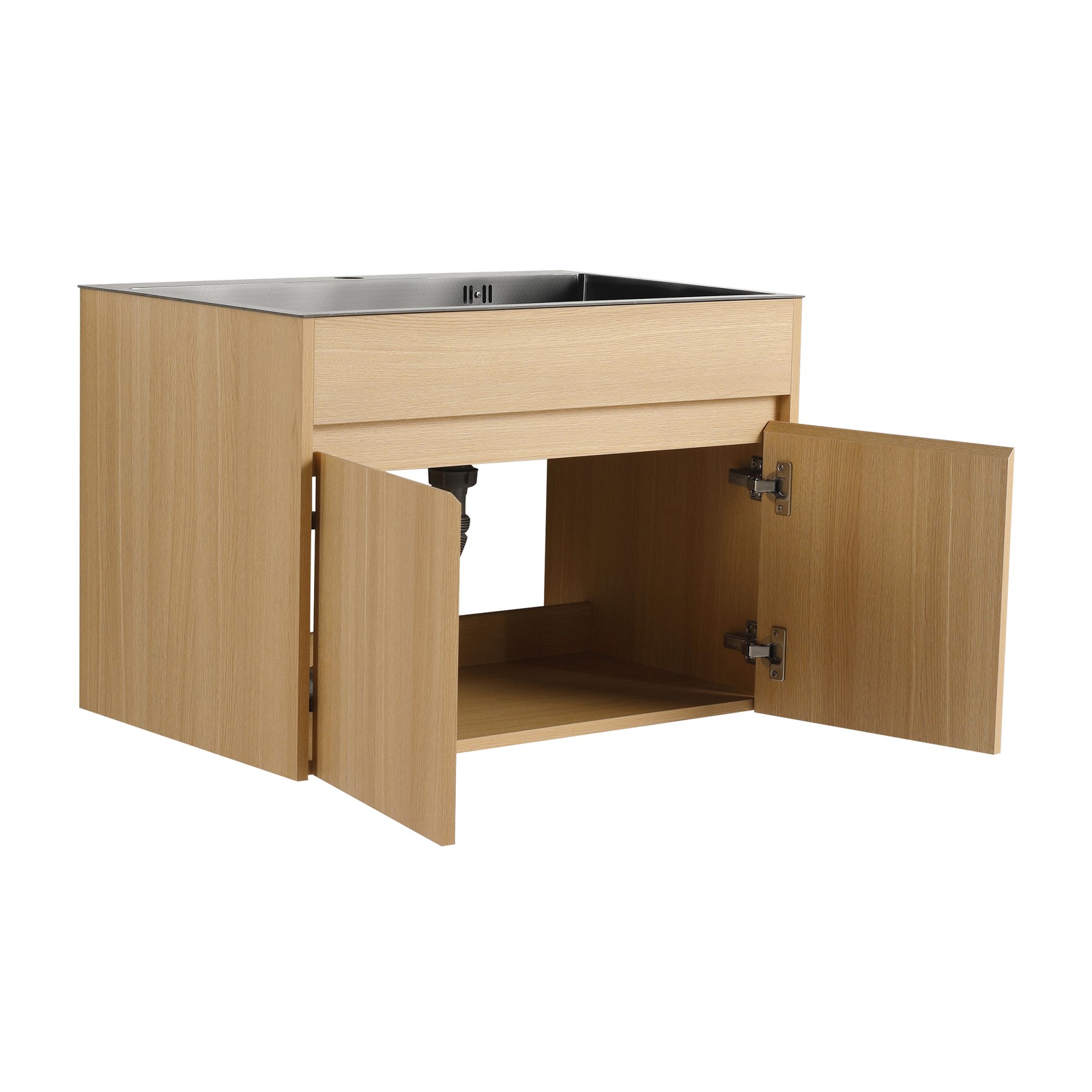 28″ Plywood Wall Mounted Bathroom Vanity Laundry Cabinet W/ Stainless Steel Sink