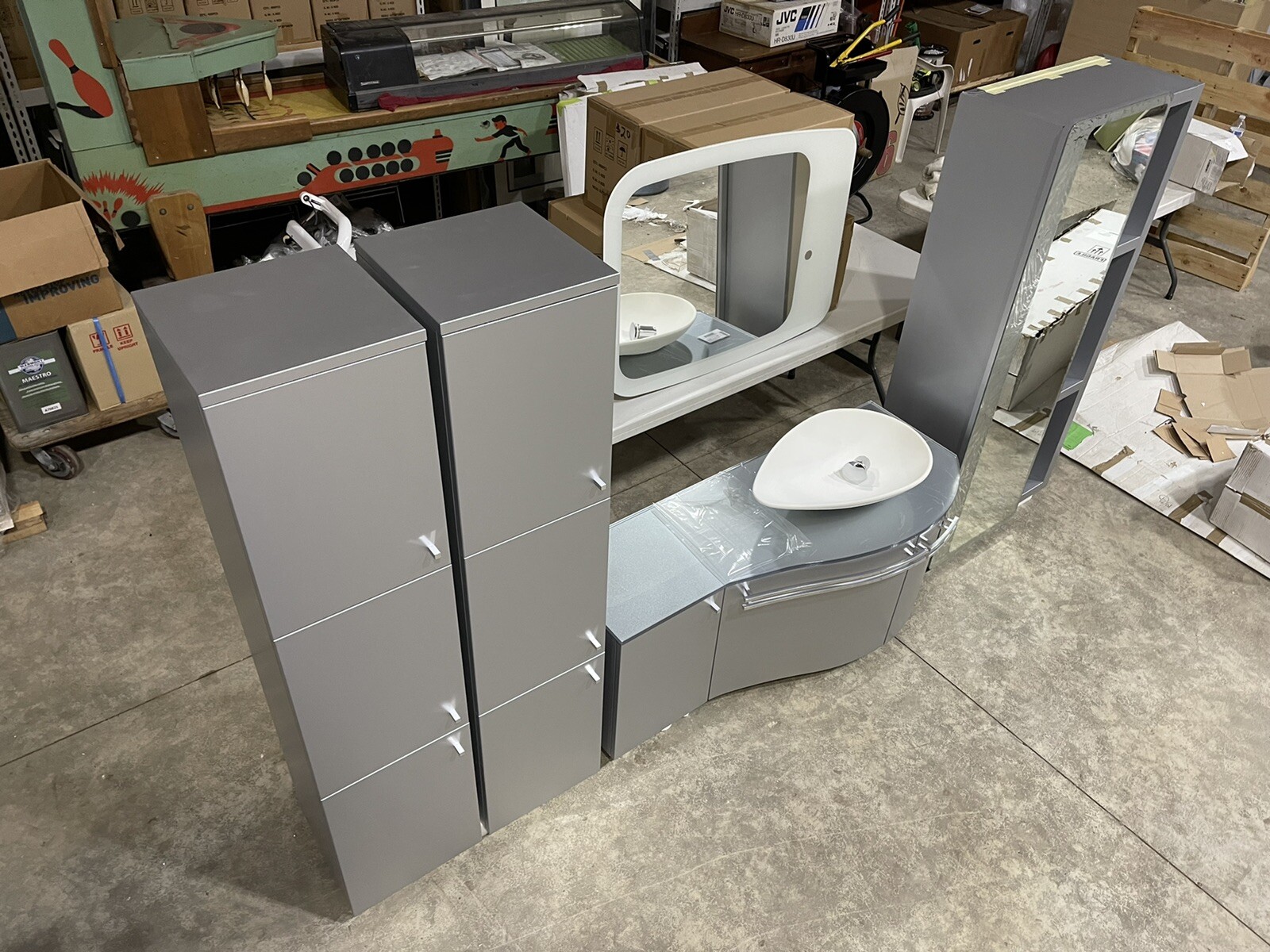 Ardeco Artesi Ultra Modern Bathroom Vanity Cabinet Mirror Set Italy $12K Retail!