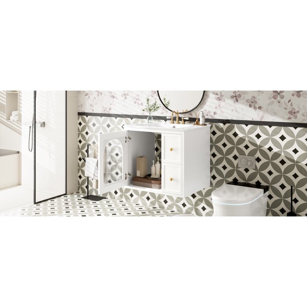 24″ Bathroom Vanity Set Wall Mounted for Small Space, Bathroom Cabinet