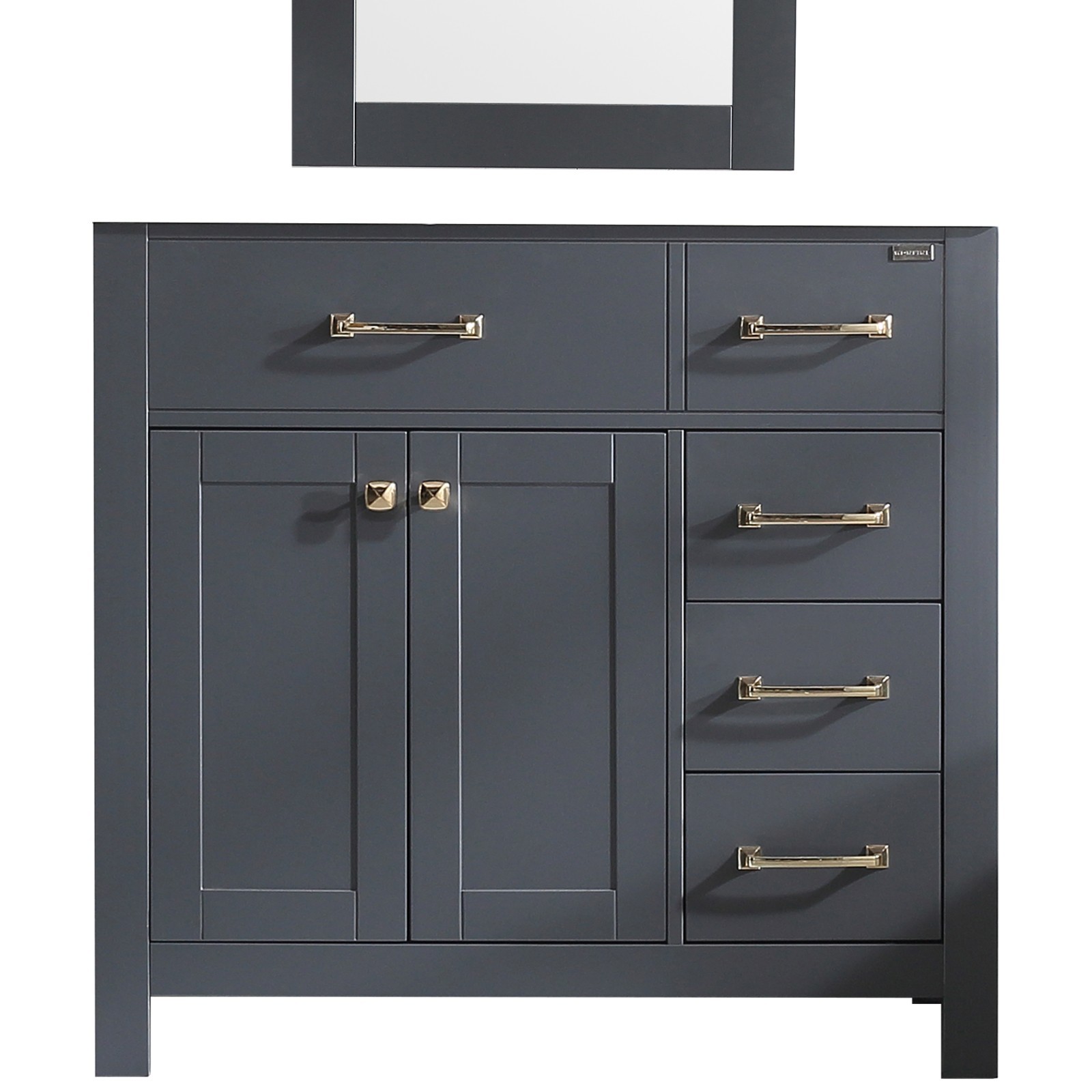 36 Inch Bathroom Vanity w/Mirror, Gray Painting Cabinet Base No Sink Included