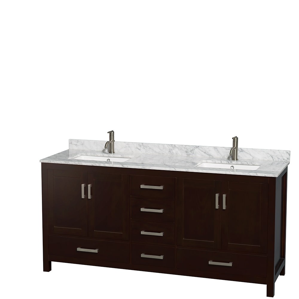 Wyndham Collection WCS141472DUNSMED Sheffield 72″ – Espresso / White Carrara