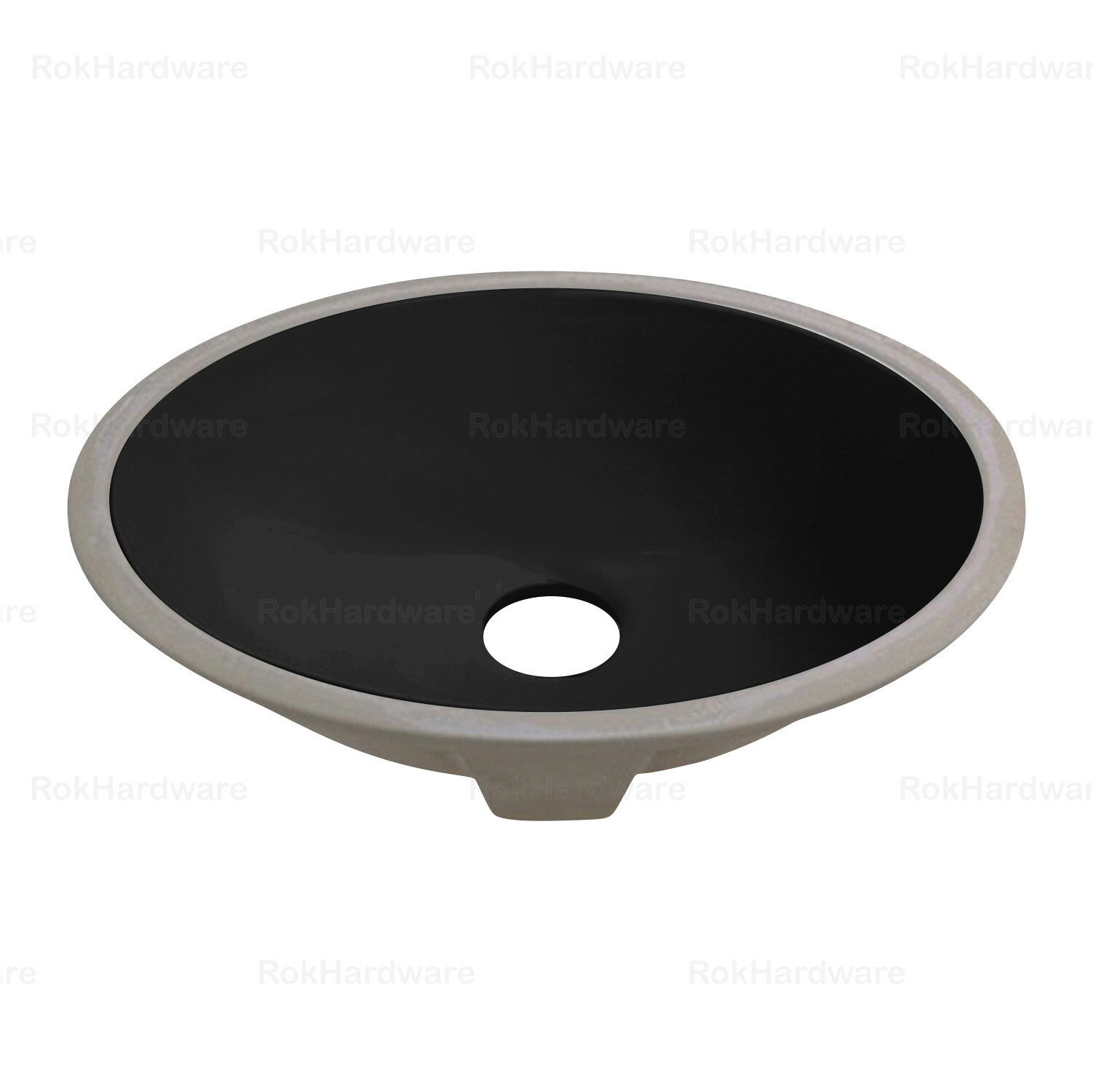Pond Oval Undermount Bathroom Vanity Sink 16-7/8″ X 13-7/8″ Black Porcelain