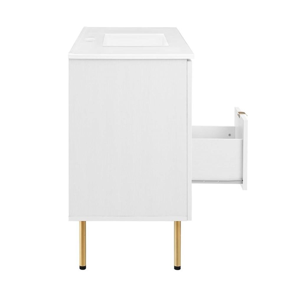 Pemberly Row 48″ Single Sink Wood & Metal Bathroom Vanity in White