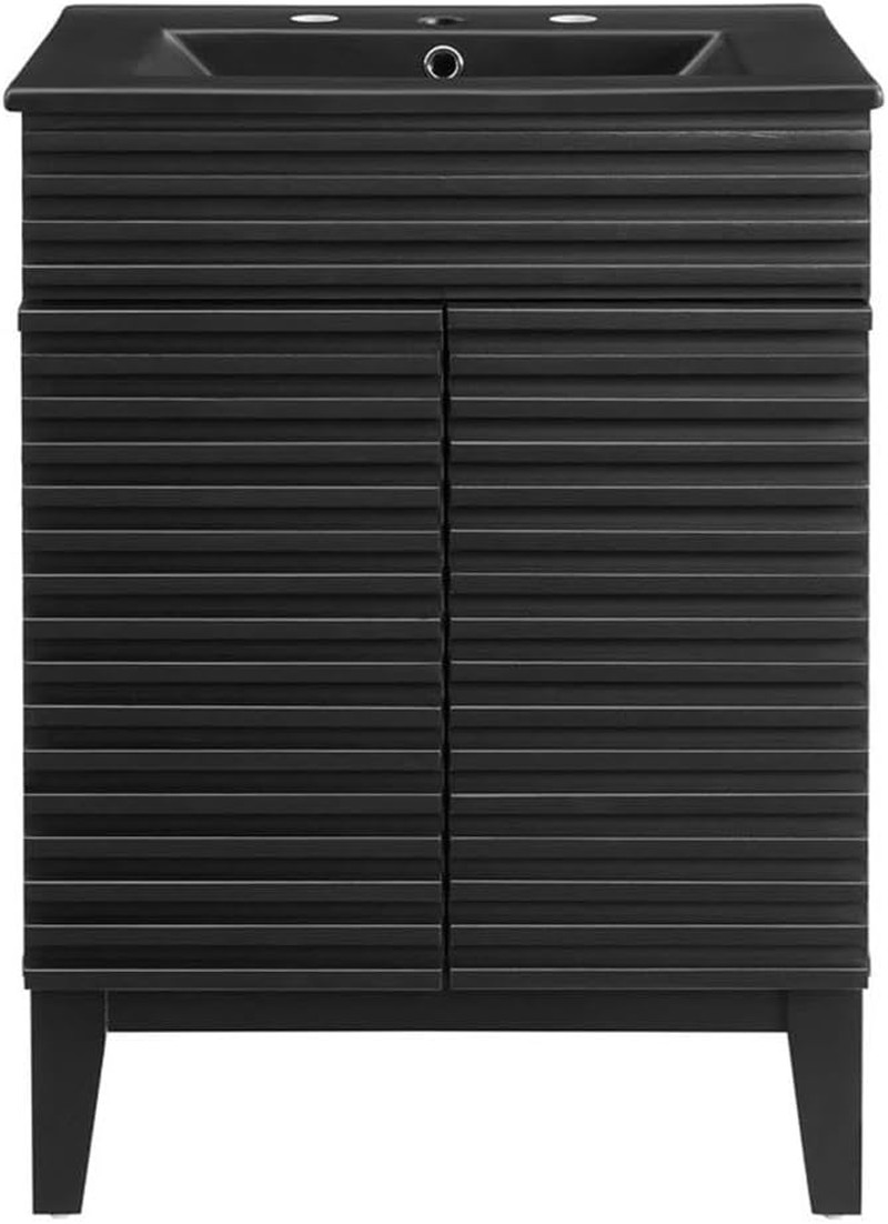 Elegant 24″ Black Bathroom Vanity with Sink for Modern Spaces