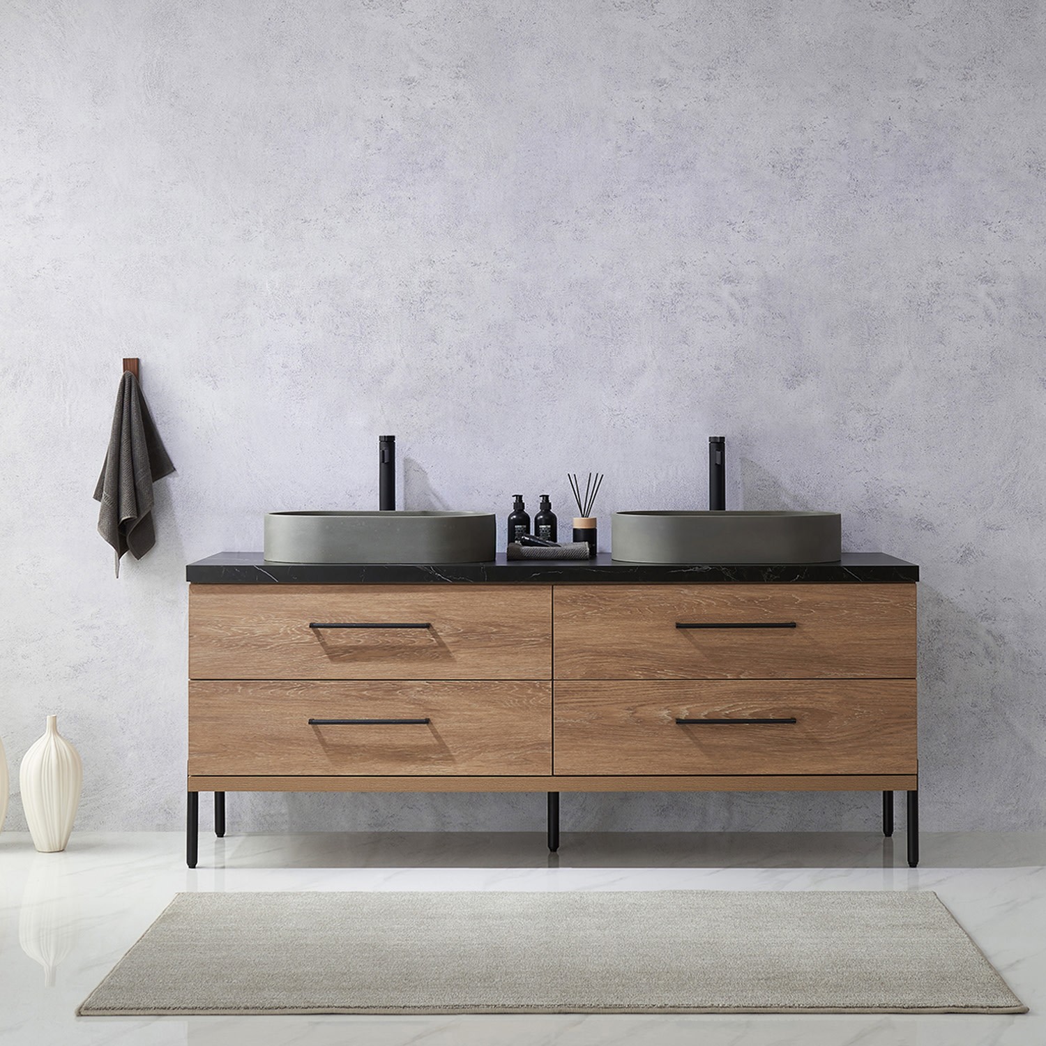 Miseno MV-NM-705172O Trento 72″ – North American Oak / Black