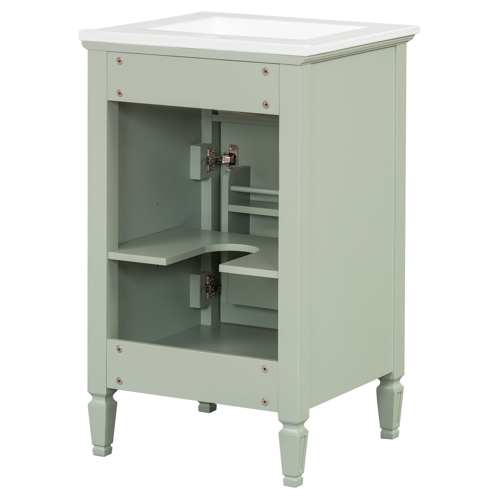 20″ Bathroom Vanity w/Ceramic Sink Modern Storage Cabinet w/Adjustable Shelf