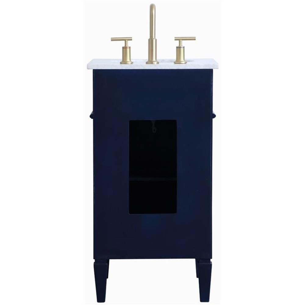 Pemberly Row Modern 18″ Single Marble Top Bathroom Vanity in Blue
