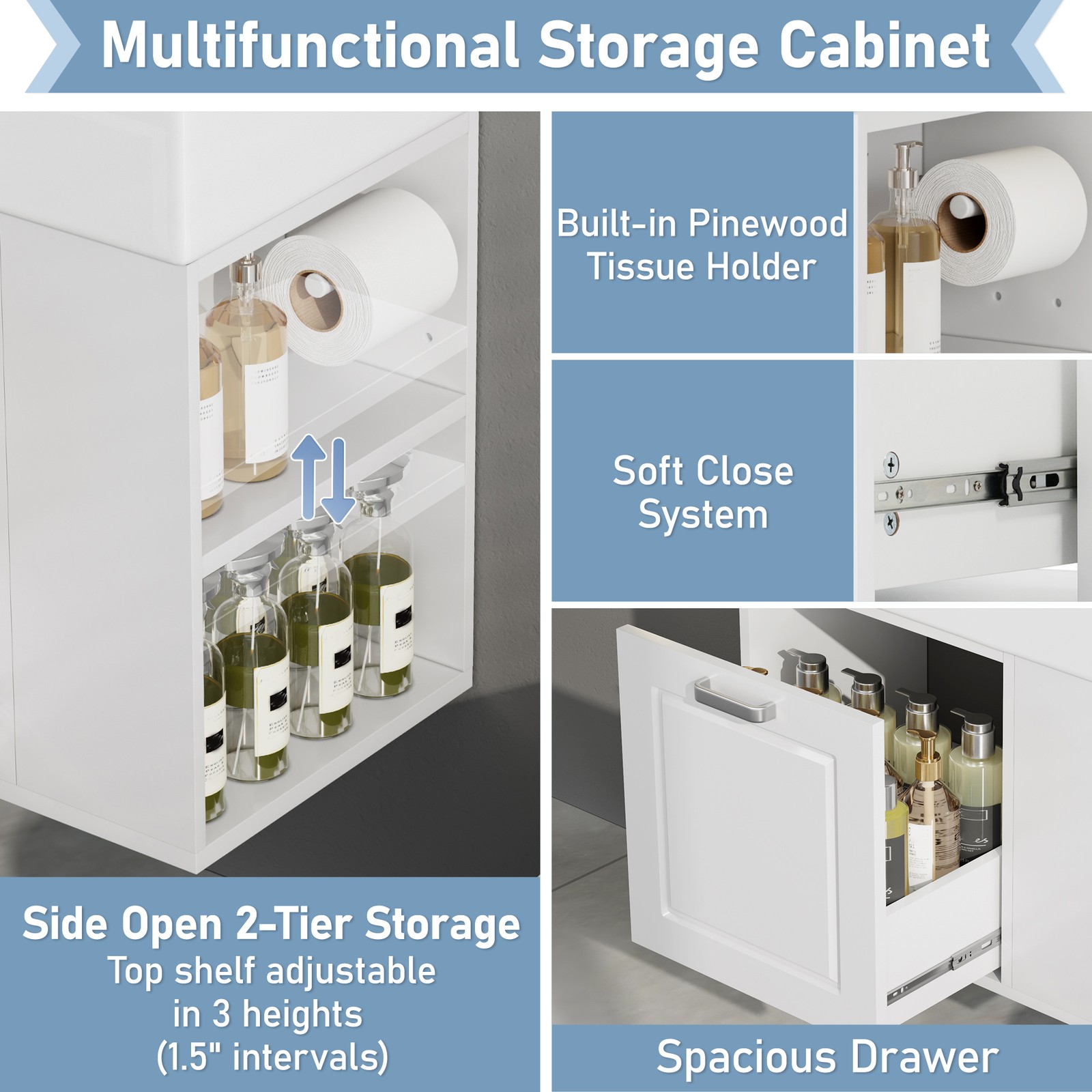 21.8″ Bathroom Vanity w/Ceramic Sink Wall Mounted Storage Cabinet w/Drawer