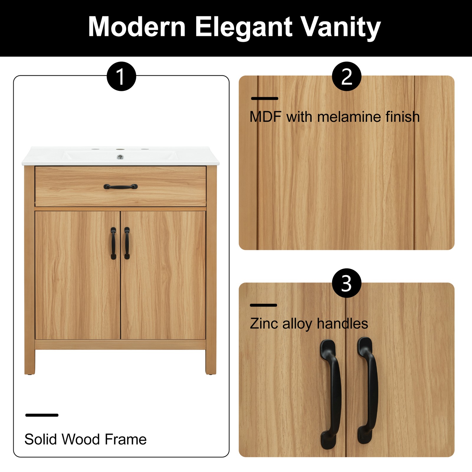 60″ Wood Bathroom Vanity with Solid Wood Frame, 4 Soft Close Doors,2 Flip Drawer