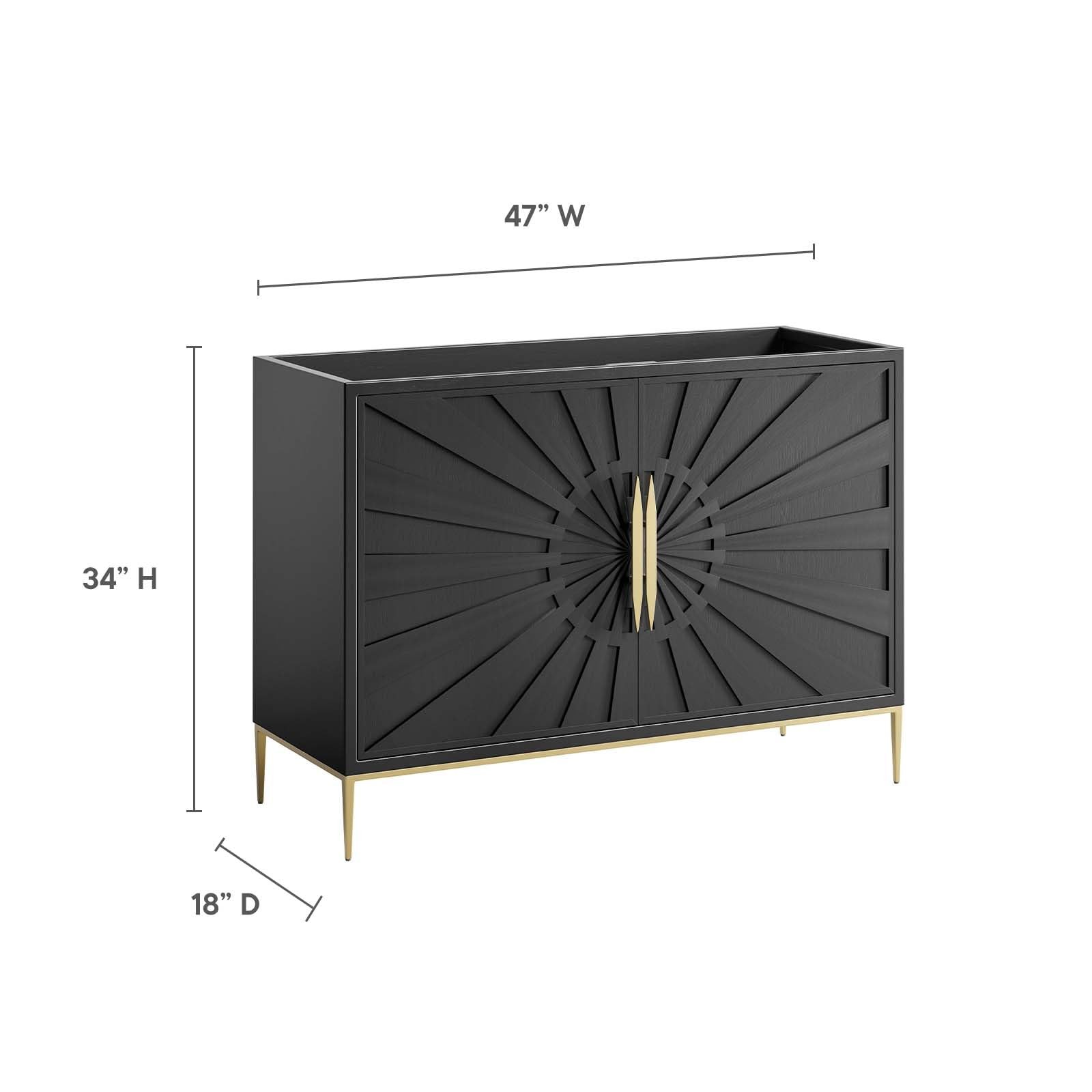 Modway Awaken 48″ Solid Wood and MDF Bathroom Vanity Cabinet in Black