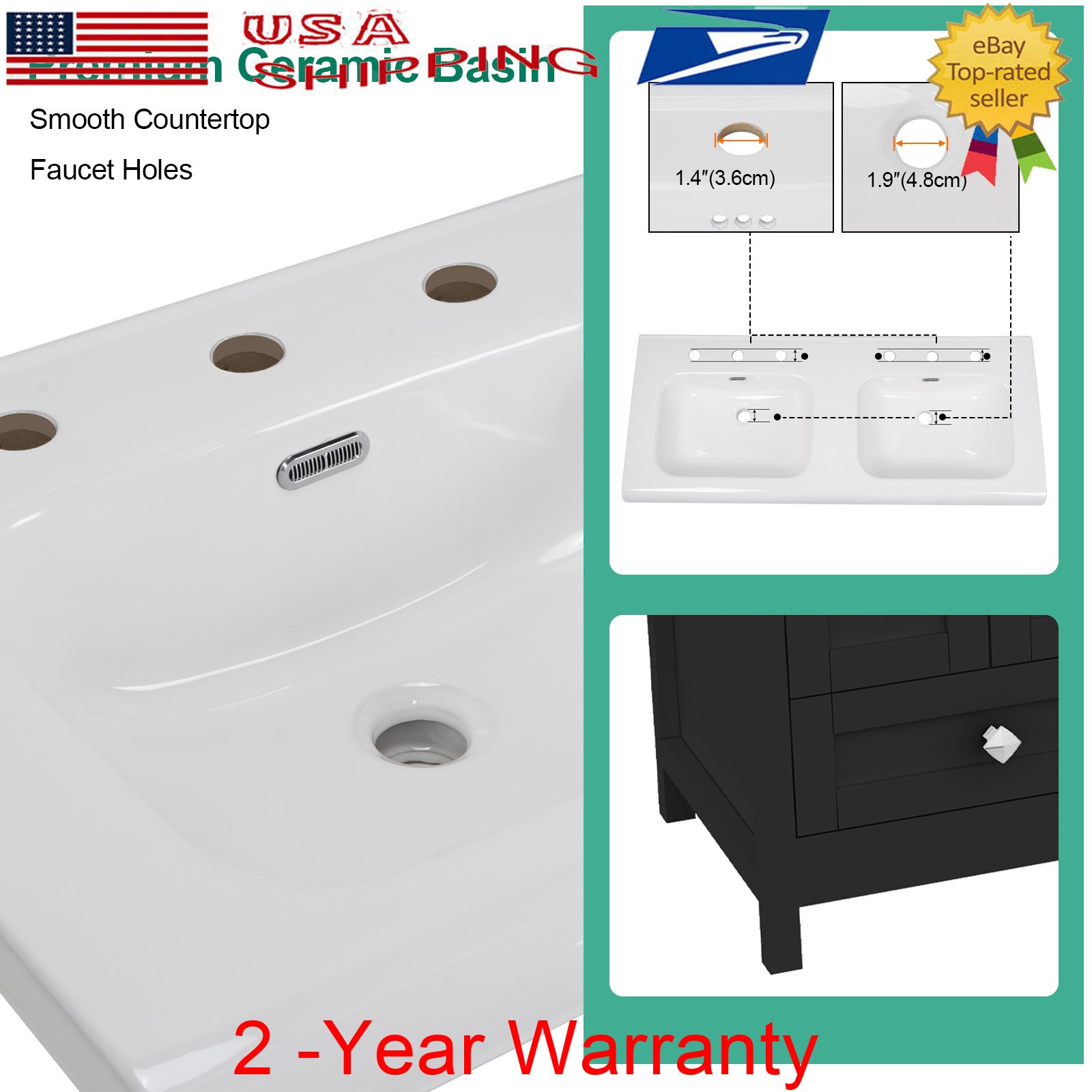 47.3″ Bathroom Vanity w/ Double Sink Bathroom Sink Cabinet Freestanding Storage