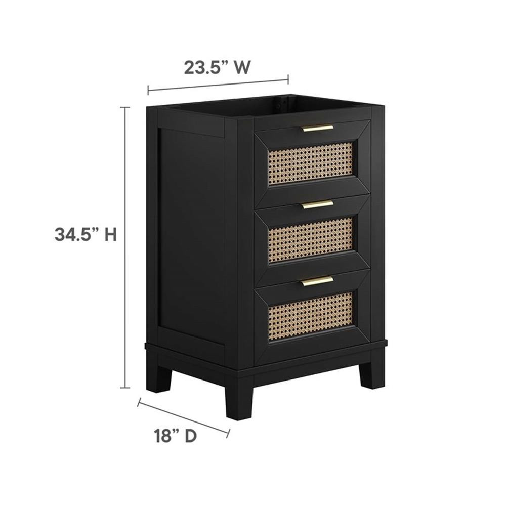 Modway Dixie 24″ Solid Wood Bathroom Vanity Cabinet with Tapered Legs in Black