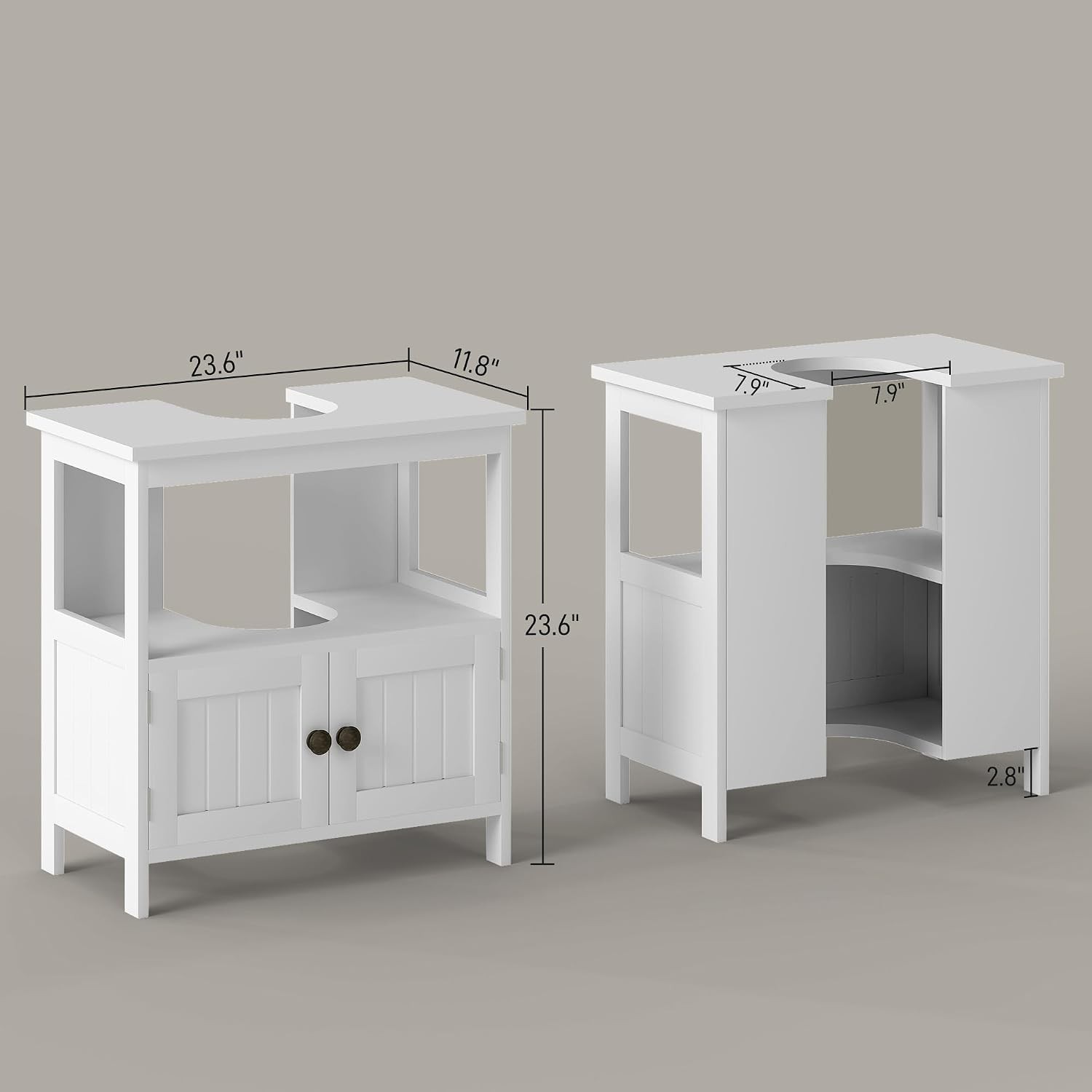 Pedestal Sink Storage Cabinet Bathroom Under Sink Cabinet W/ 2 Doors & Open