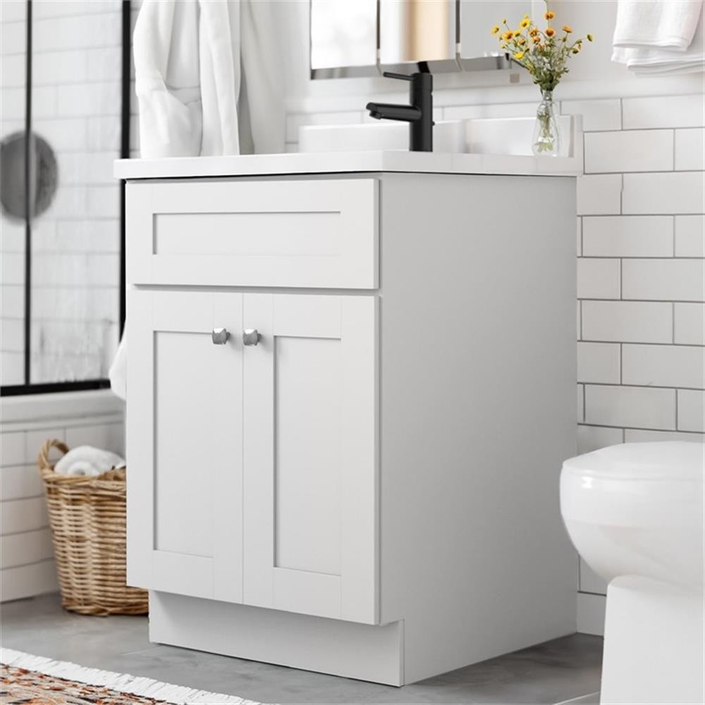 Bowery Hill 25″ Bathroom Vanity with Marble Top Assembled in White