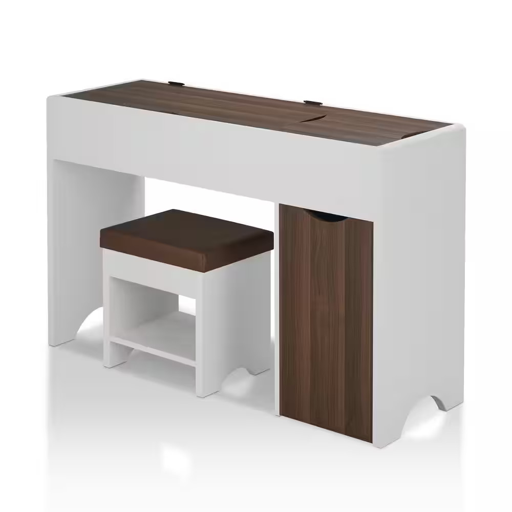 Flann 2-Piece White and Walnut Vanity Set (29.92 In. H X 47 In. W X 16 In. D)