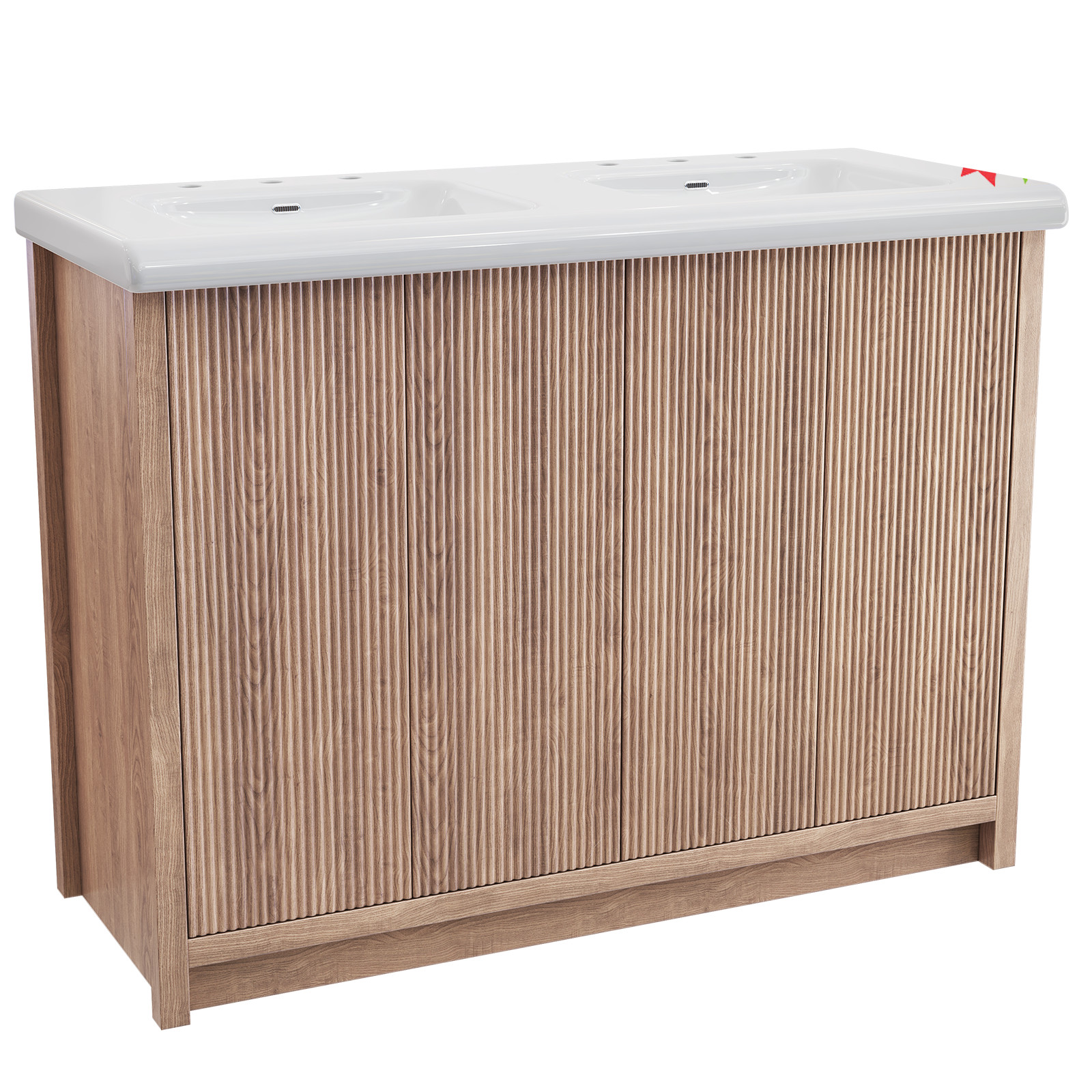 47.3 Inch Modern Bathroom Vanity and Double Ceramic Sinks Storage Cabinet Drawer
