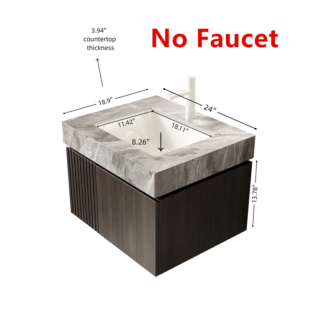 24″ Wall Mounted Bathroom Vanity w/Sink, Floating Vanity Stroage Cabinet, 2 Door