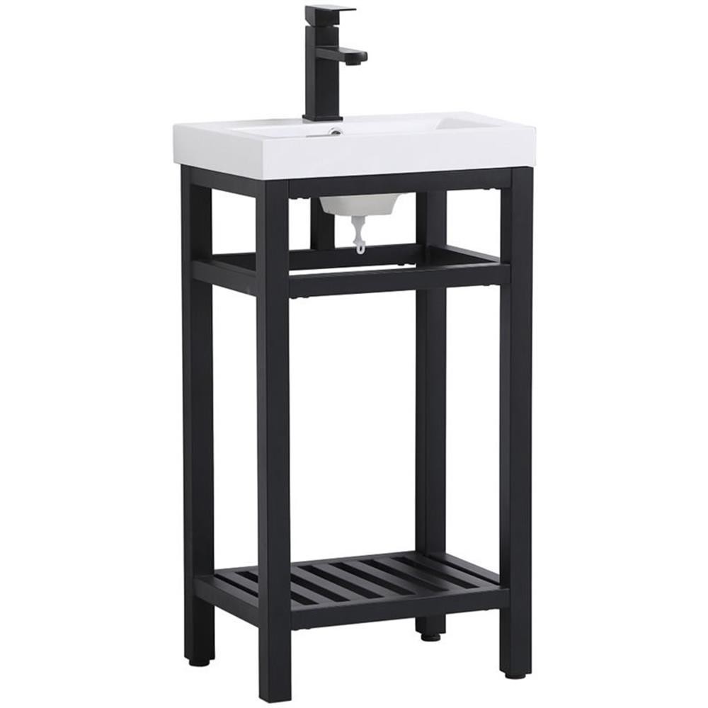 Elegant Decor Raya 18″ Single Resin Top Metal Bathroom Vanity in Black