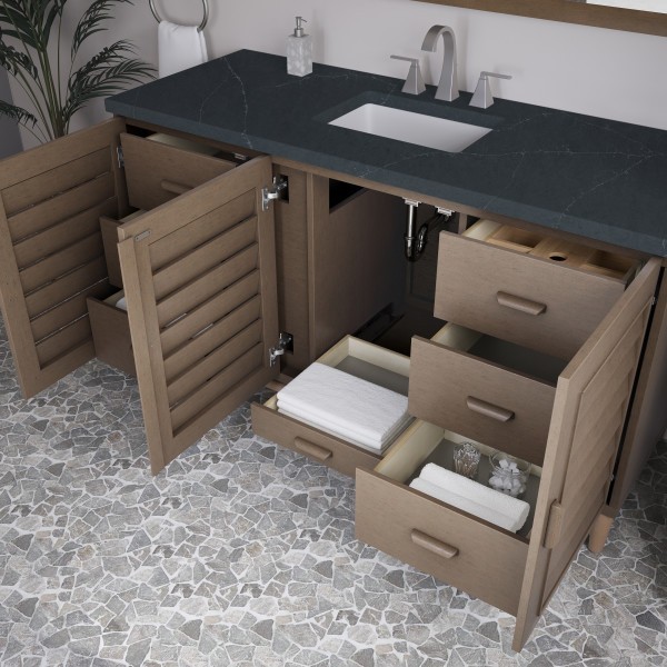 60″ James Martin Portland 620-V60S-WW-3CSP Vanity Cabinet Charcoal Soapstone Top