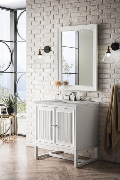 30″ James Martin Athens E645-V30-GW-3VSL Vanity Cabinet Victorian Silver Top