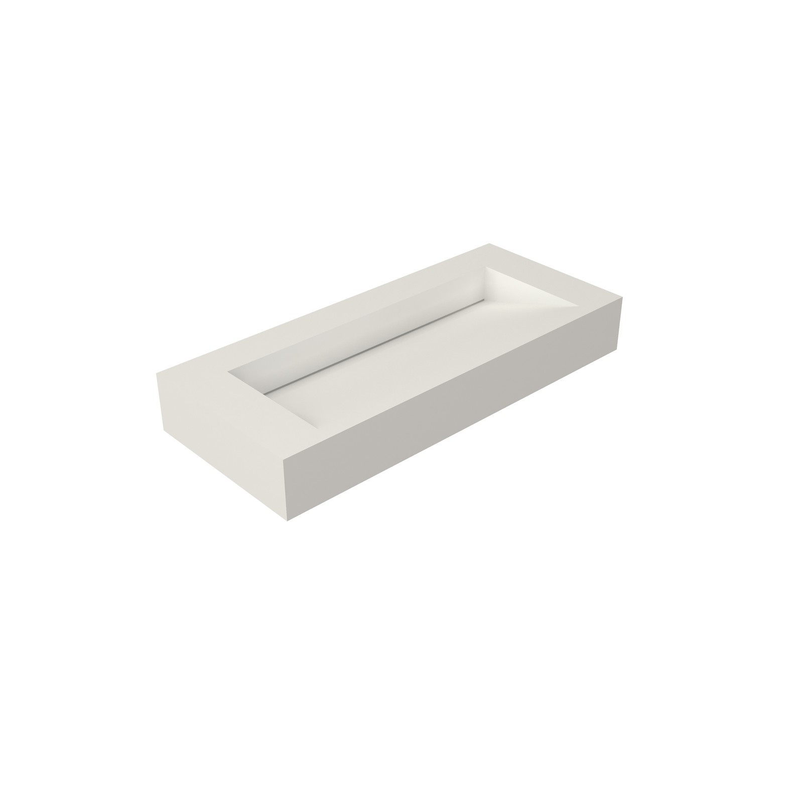 42″ Solid Surface Bathroom Basin, Matte White, Waterfall Edge