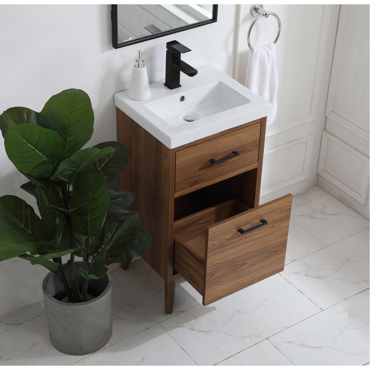 Elegant Lighting VF41018WB Boise Vanity Walnut Brown and Black
