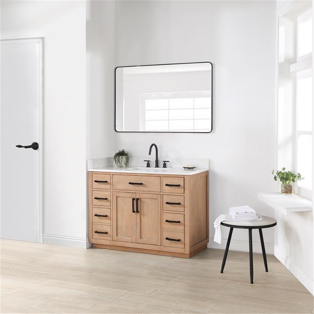 Pemberley Row Solid Wood Light Brown Vanity Rectangular 48″ Unassembled