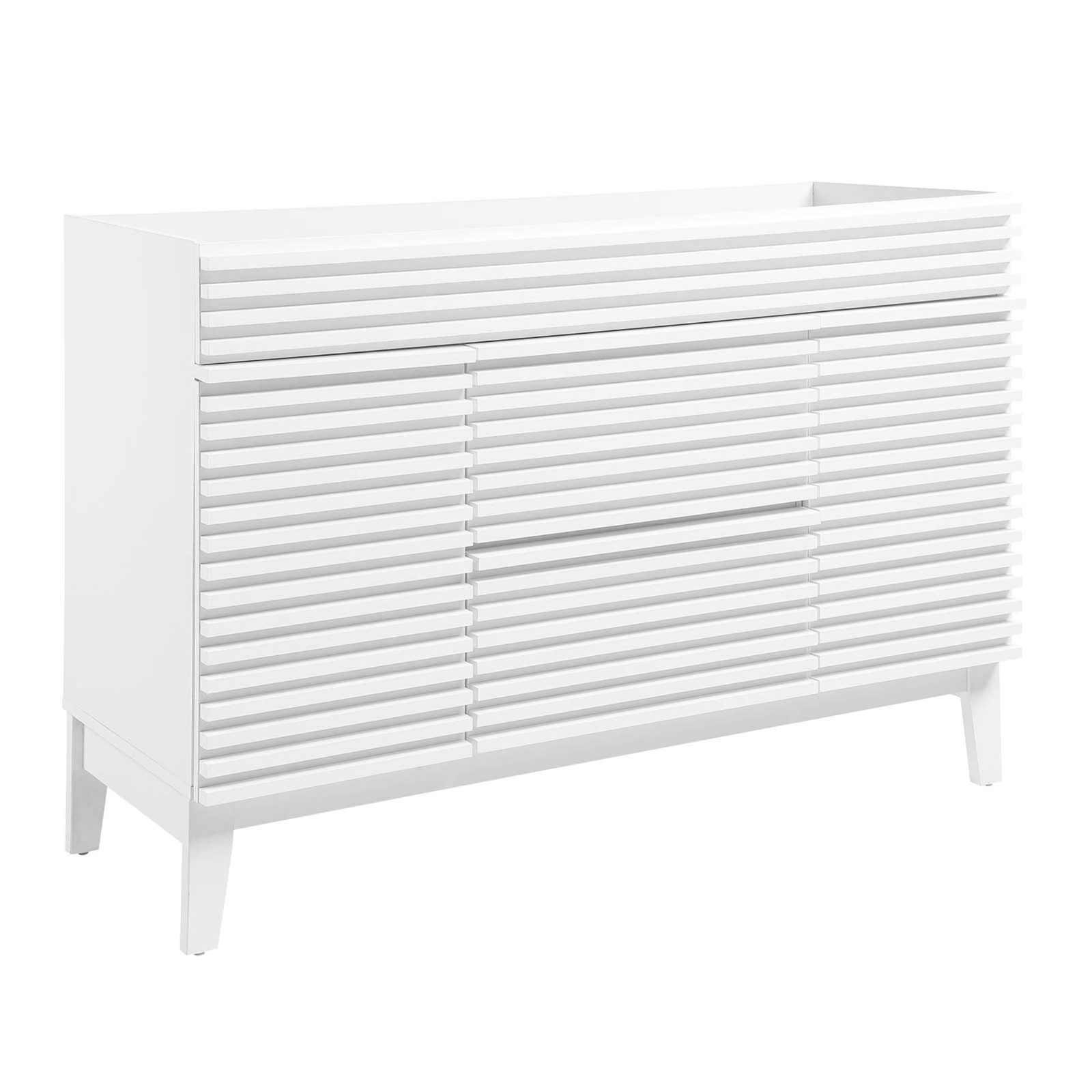 Pemberly Row 47″ Plastic and Wood Bathroom Vanity Cabinet in White