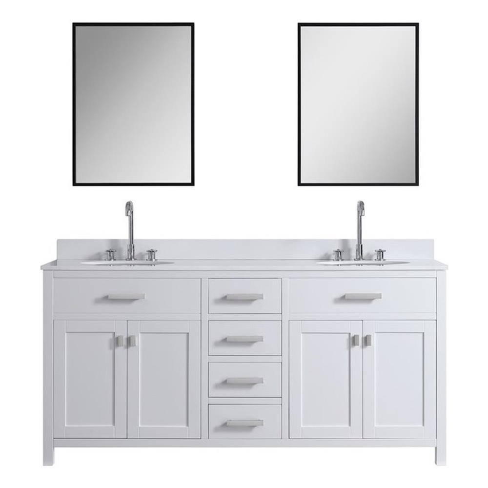 Pemberly Row Modern / Contemporary 72″ Vanity Base Only in White