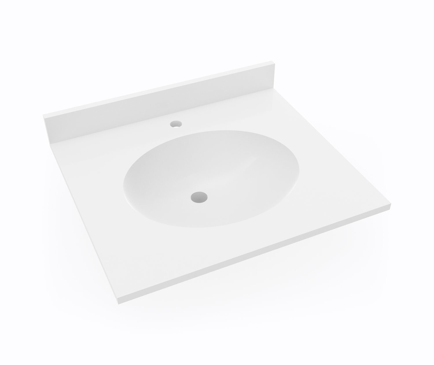 Swan VT1B1925 Ellipse 19 x 25 Single Bowl Vanity Top in White P20