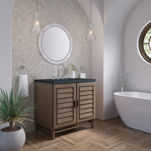 36″ James Martin Portland 620-V36-WW-3CSP Vanity Cabinet Charcoal Soapstone Top