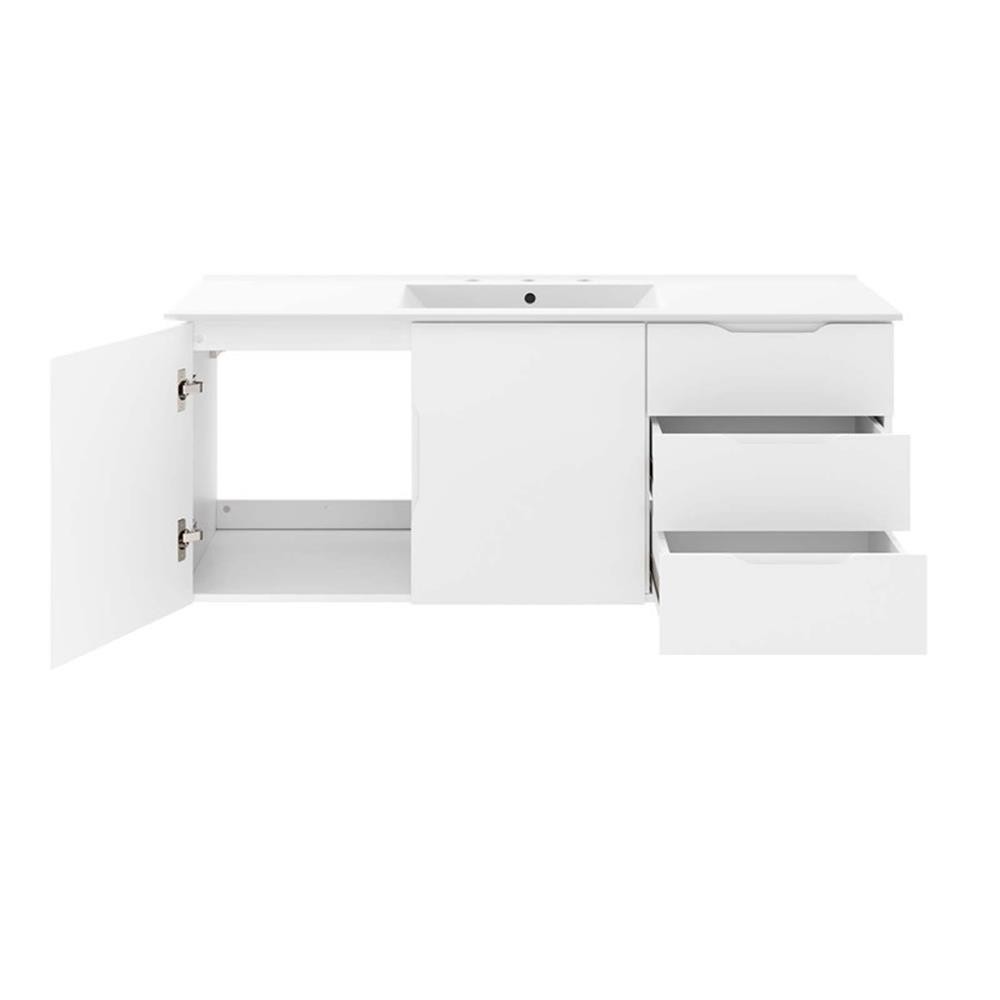 Pemberly Row Modern Wood Single Sink Bathroom Vanity in White