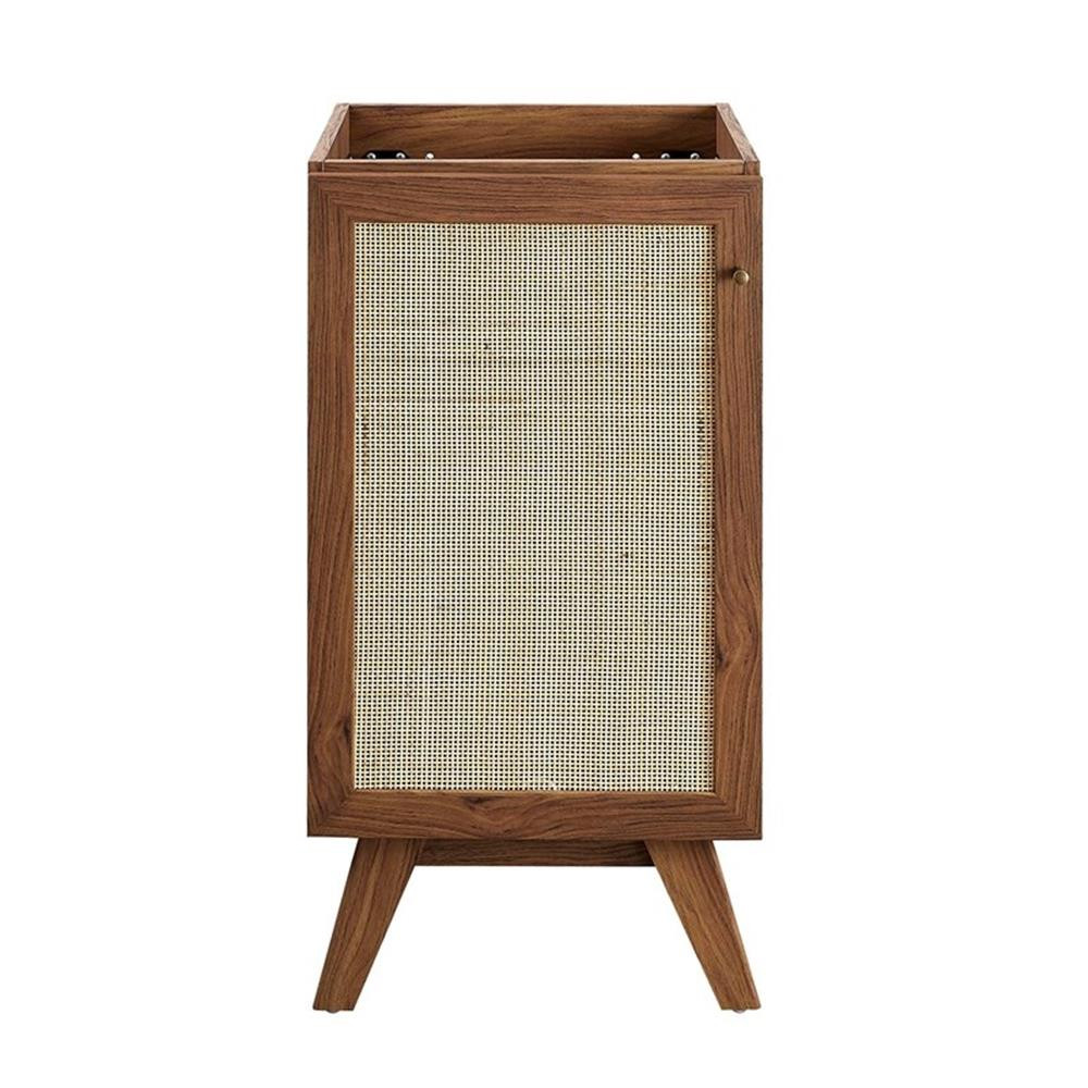 Modway Soma 18″ Modern Wood Bathroom Vanity with Rattan Door in Walnut/Black