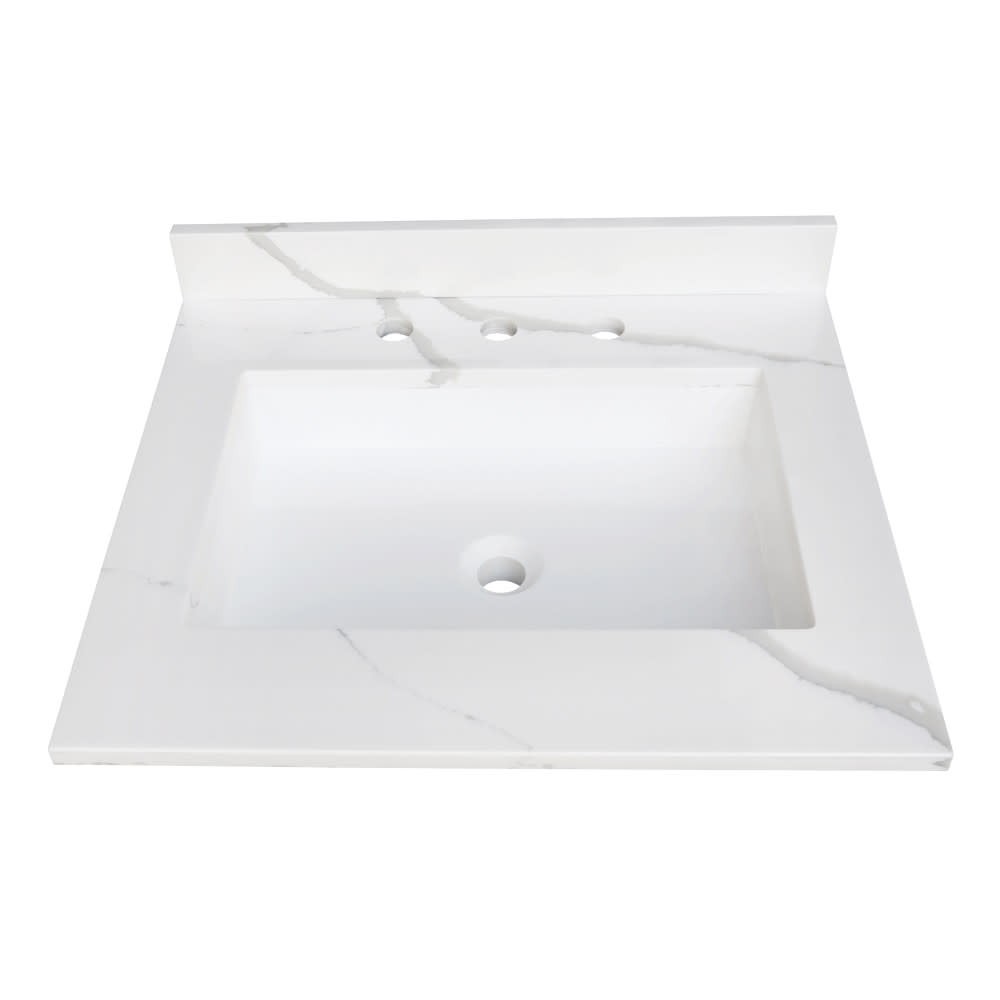 Kingston Brass KVPB2522L38SQ Montesquieu 25″ Solid Surface Vanity – Calacatta
