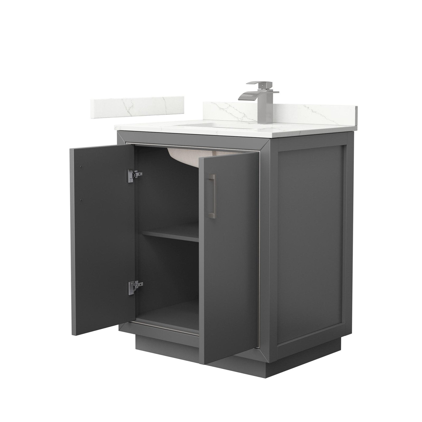 Wyndham Collection WCF111130S-QTZ-UNSMXX Icon 30″ – Dark Gray / White Quartz Top