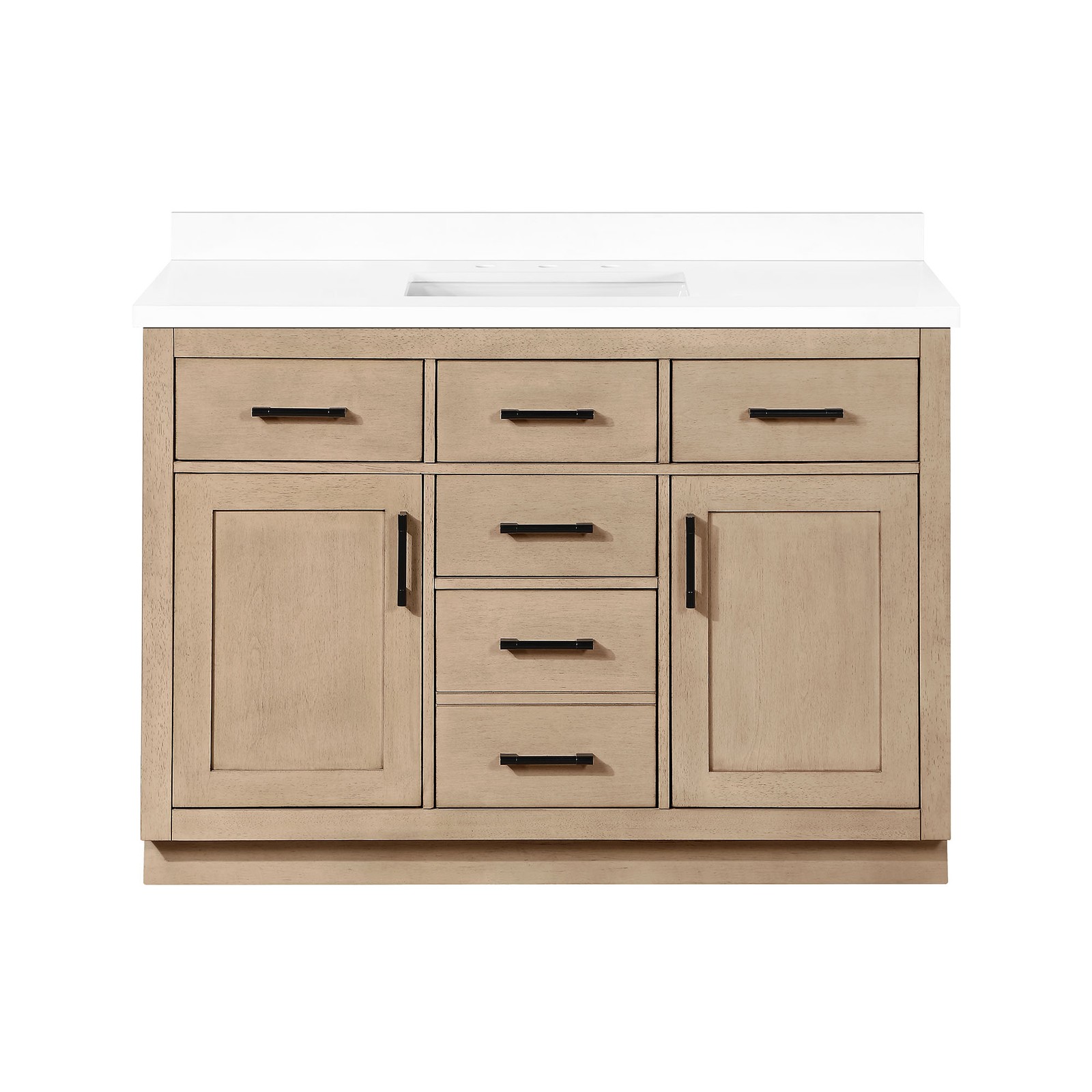 Bailey 48″ Bathroom Vanity in Sahara Birch with White Countertop