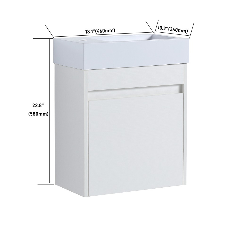 Modern Floating Vanity with Soft-Close Door & White Sink, Eco Plywood (18.11″)