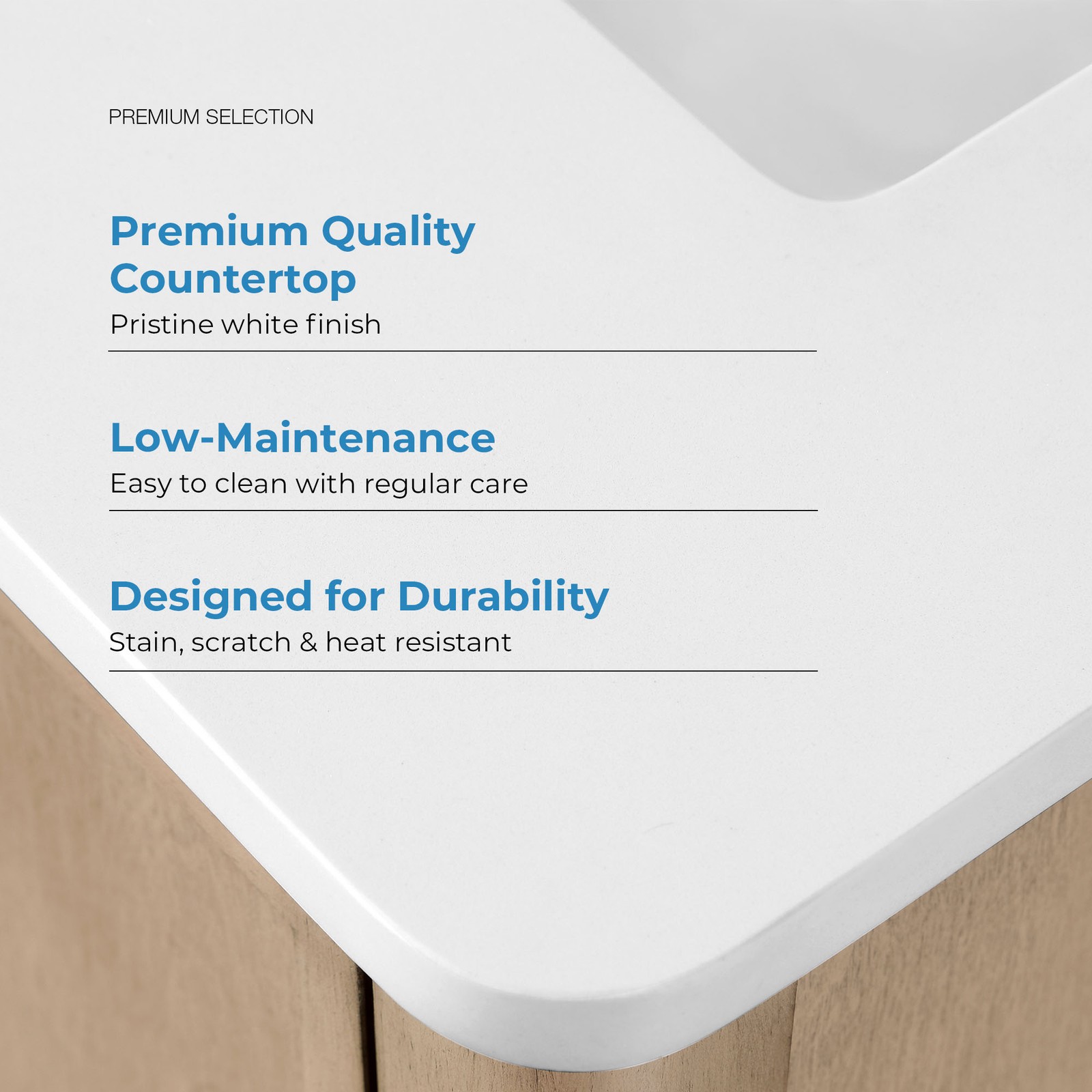 Solas 36″ Bathroom Vanity in Sahara Birch with White Countertop