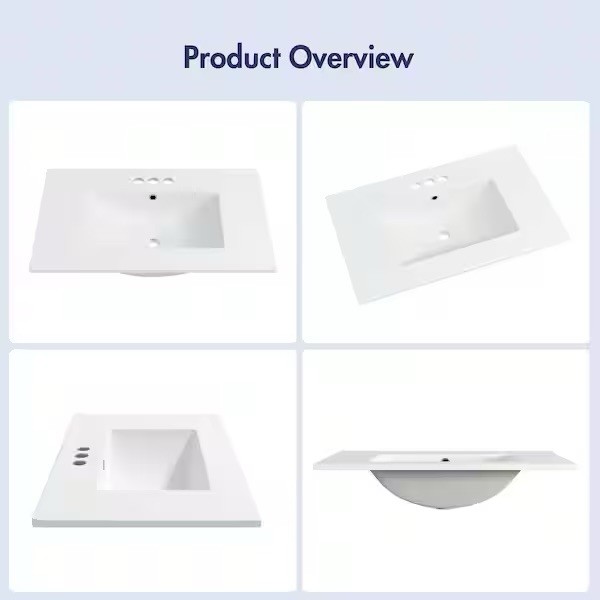 Eridanus Tucson 30in Vitreous China Single Sink Bathroom Vanity Top in White