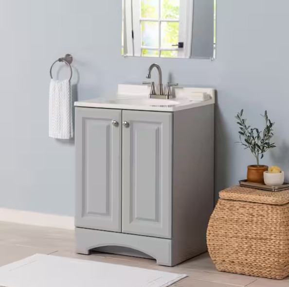 Glacier Bay 25″ Single-Sink Vanity – Pearl Gray with White Cultured Marble Top