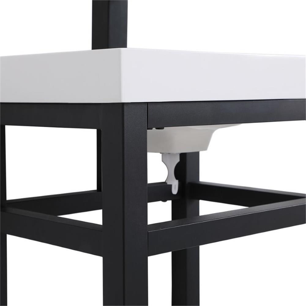 Elegant Decor Raya 18″ Single Resin Top Metal Bathroom Vanity in Black