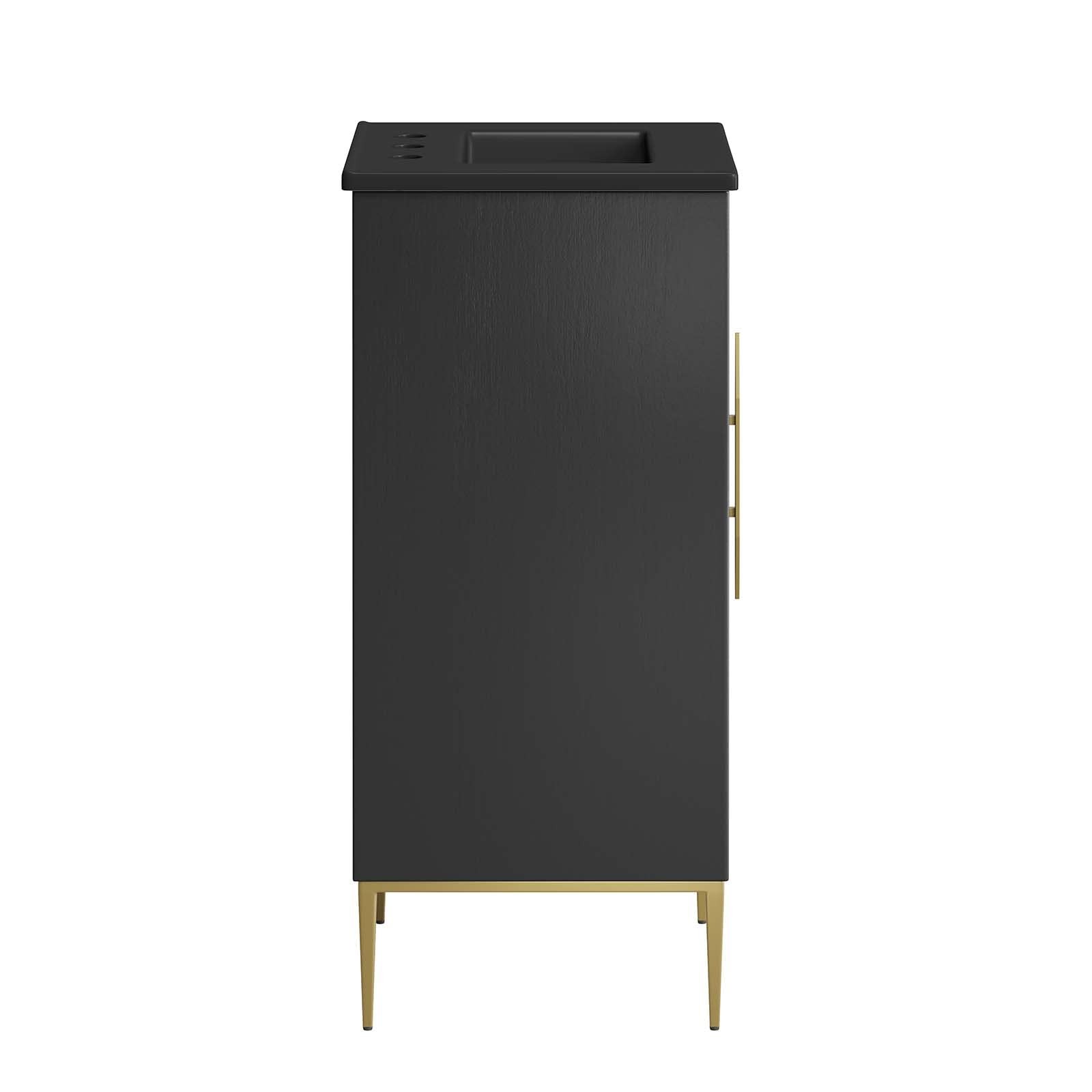 Modway Awaken 18″ Solid Wood and MDF Bathroom Vanity in Black