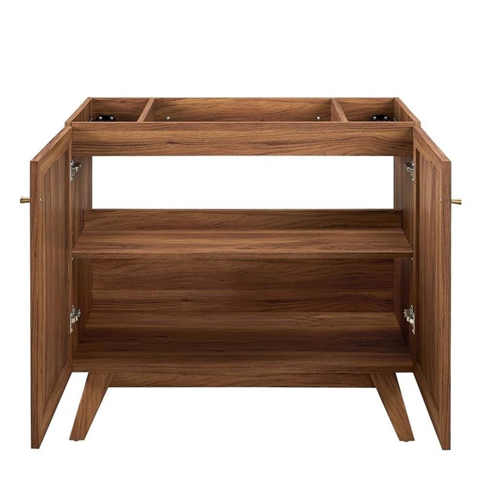 Pemberly Row 36″ Modern Wood Bathroom Vanity Cabinet with Rattan Door in Walnut