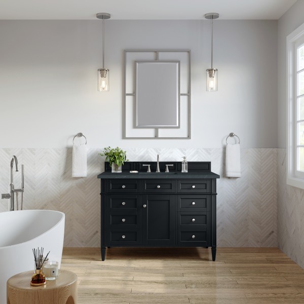 48″ James Martin Brittany 650-V48-BKO-3CSP Vanity Cabinet Charcoal Soapstone Top